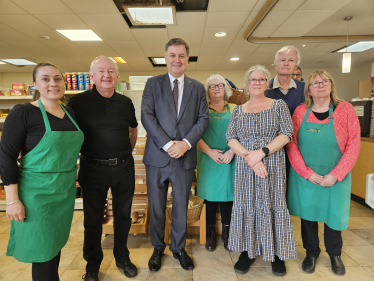 Mel Stride MP with employees and visitors at The Burrow