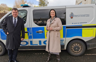 Mel Stride MP with Alison Hernandez at Okehampton Police Station